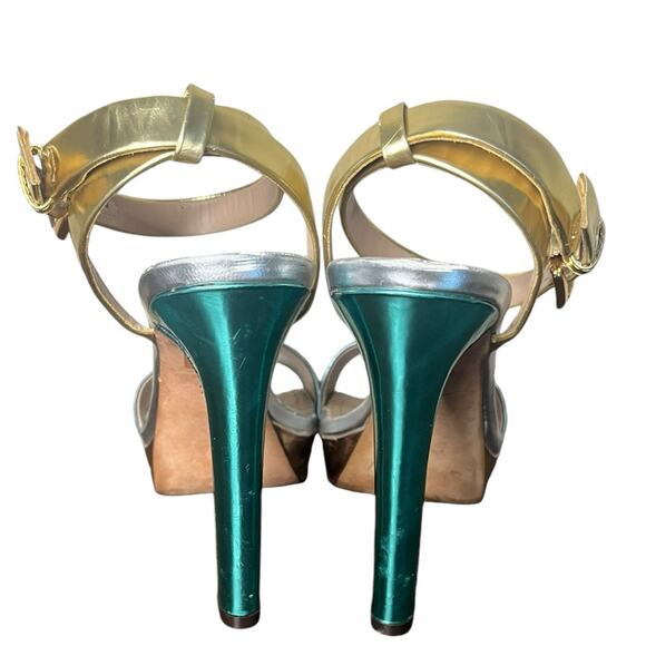 JEAN MICHEL CAZABAT Holiday Metallic Leather High Heel Sandals Women's Size 6.5 - Picture 5 of 12